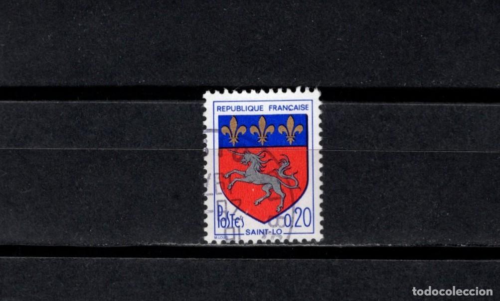 Sellos: Sello usado. Escudo de Saint Lo. Sello de 0,20 francos. 1966. Yvert 1510.