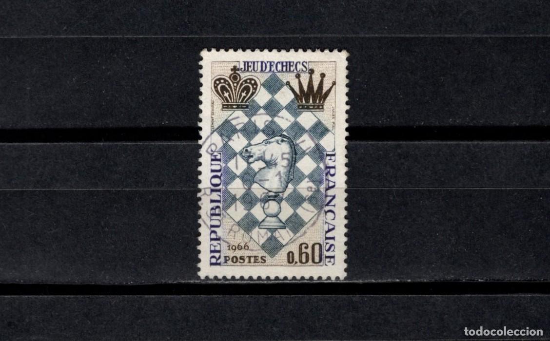 Sellos: Sello usado. Festival Internacional de Ajedrez de Le Havre. Sello de 0,60 francos. 1966. Yvert 1480.