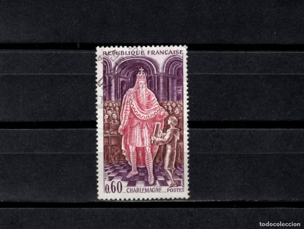 Sellos: Sello usado. Carlomagno. Sello de 0,60 francos. 1966. Yvert 1497.