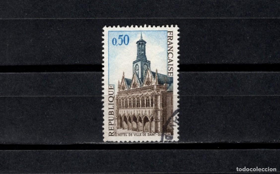 Sellos: Sello usado. Ayuntamiento de Saint Quenti. Sello de 0.50 francos. 1967. Yvert 1499