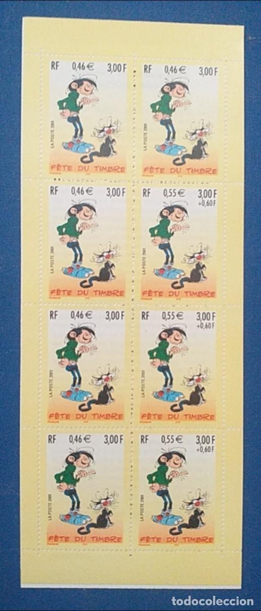 Sellos: Sellos Francia 2001 Carnet C-3370 COMICS Gaston Lagaffe 8v. Nuevos