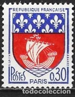 Sellos: Francia 1965 - Mi 1497 - YT 1354B - Escudo de armas de Paris - MNH**