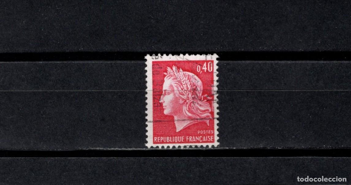 Sellos: Sello usado. Marianne de Cheffer. Sello de 0,30 francos rojo. 1969. Yvert 1536B.