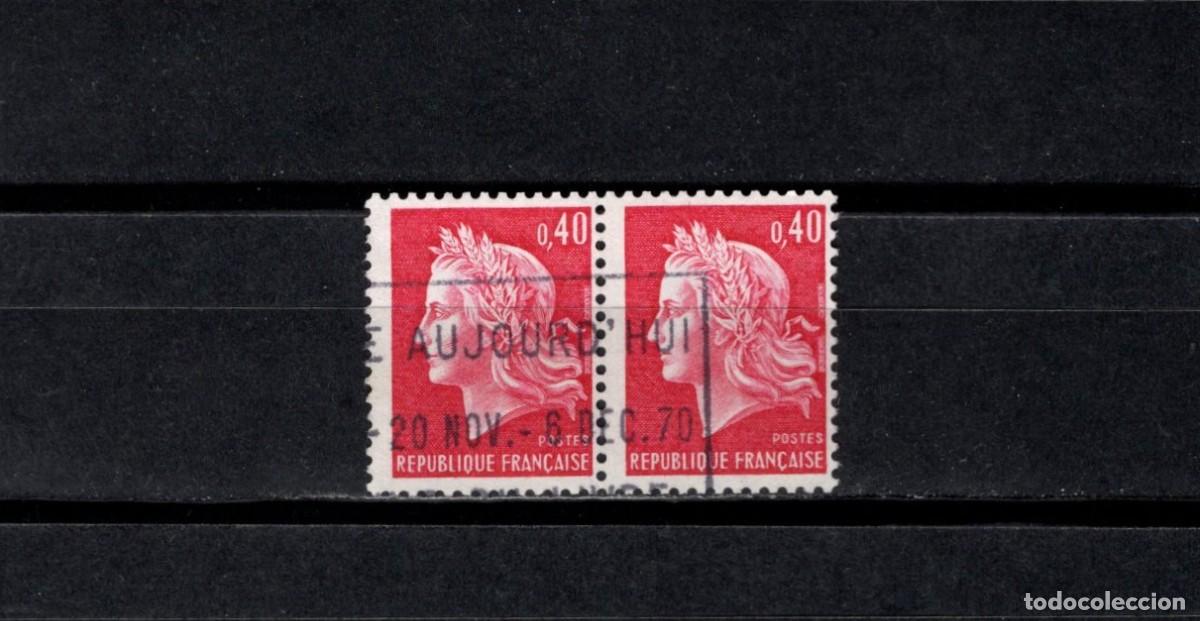 Sellos: Sello usado. Marianne de Cheffer. Sello de 0,30 francos rojo. 1969. Yvert 1536B.