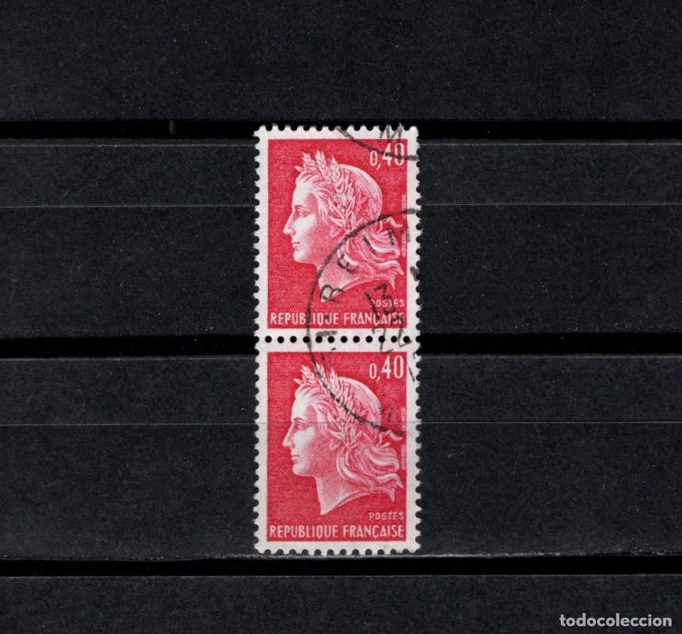 Sellos: Sello usado. Marianne de Cheffer. Sello de 0,30 francos rojo. 1969. Yvert 1536B.