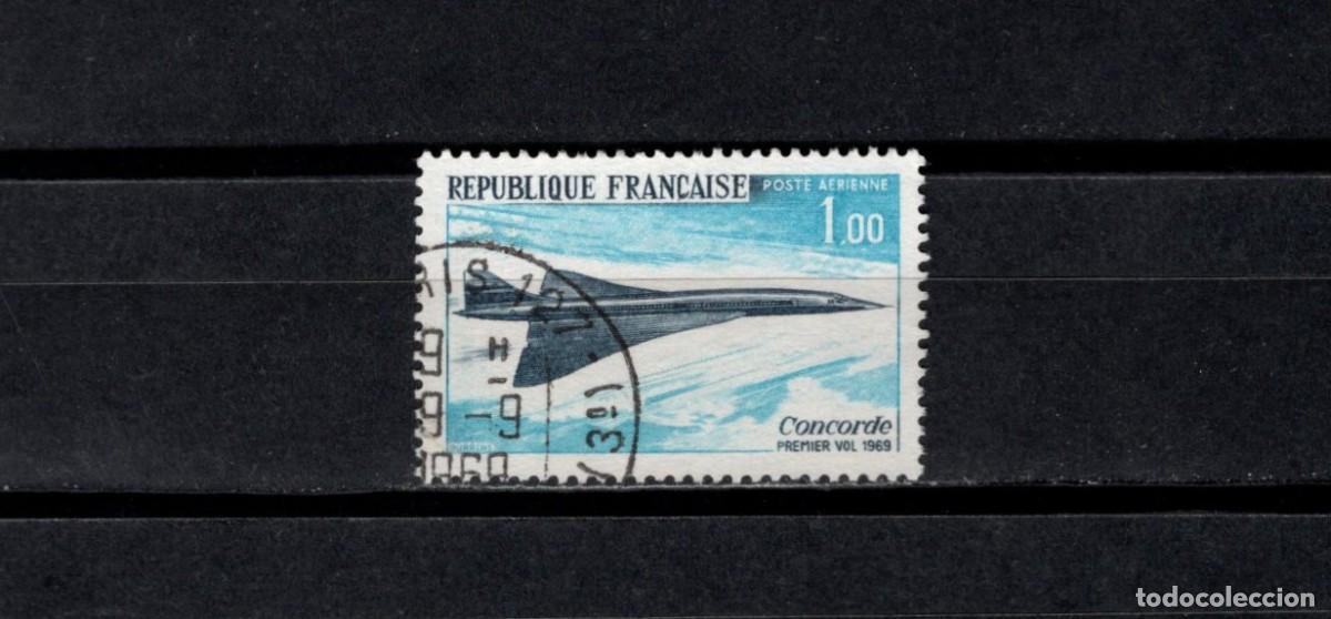 Sellos: Sello usado. Primer vuelo del Concorde. Aereo. Sello de 1 franco. Yvert A43.