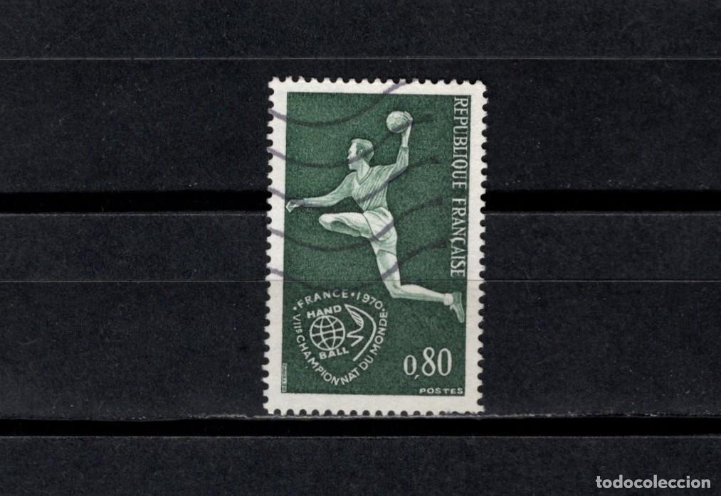 Sellos: Sello usado. 7&ordm; Campeonato Mundo de Balonmano. Sello de 0,80 francos. 1970. Yvert 1629.
