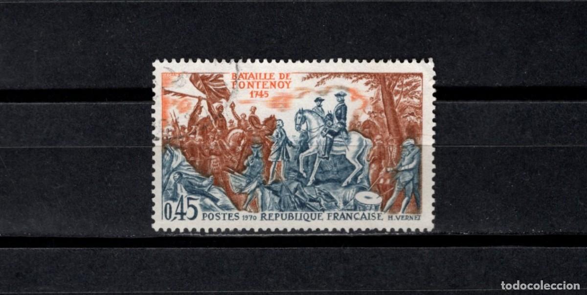 Sellos: Sello usado. Batalla de Fontenoy (1745). Sello de 0,45 francos. 1970. Yvert 1657.