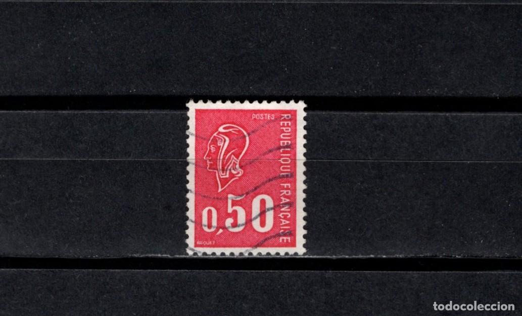 Sellos: Sello usado. Marianne de B&eacute;quet. Sello de 0.50 francos. Sin bandas fosforo. 1971. Yvert 1664.