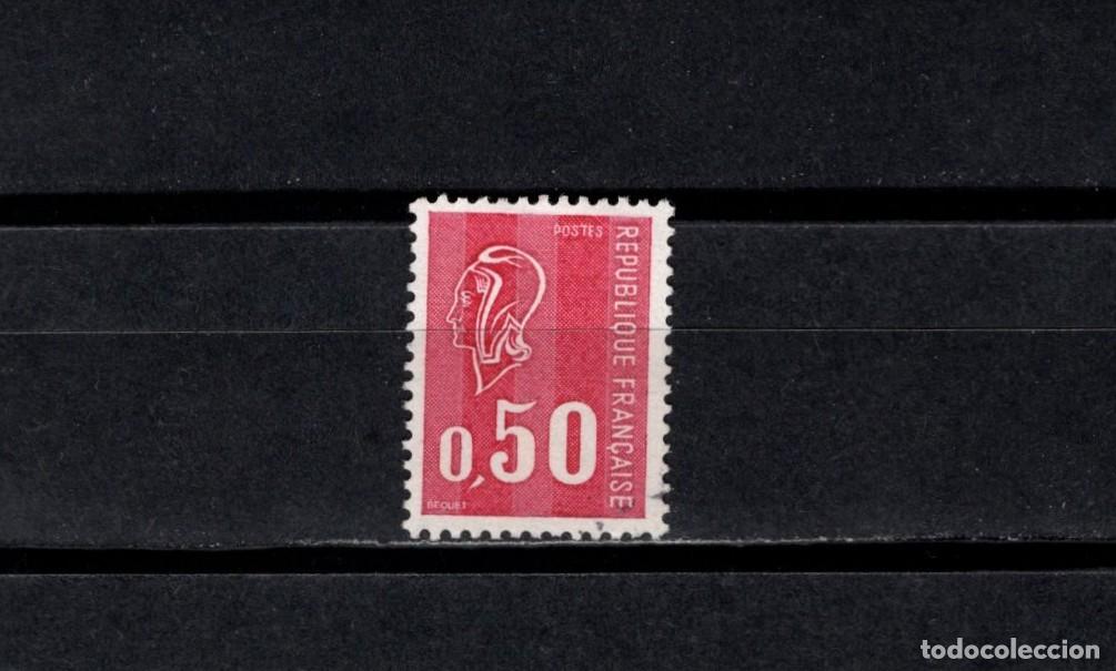 Sellos: Sello usado. Marianne de B&eacute;quet. Sello de 0.50 francos. Con bandas fosforo. 1971. Yvert 1664.