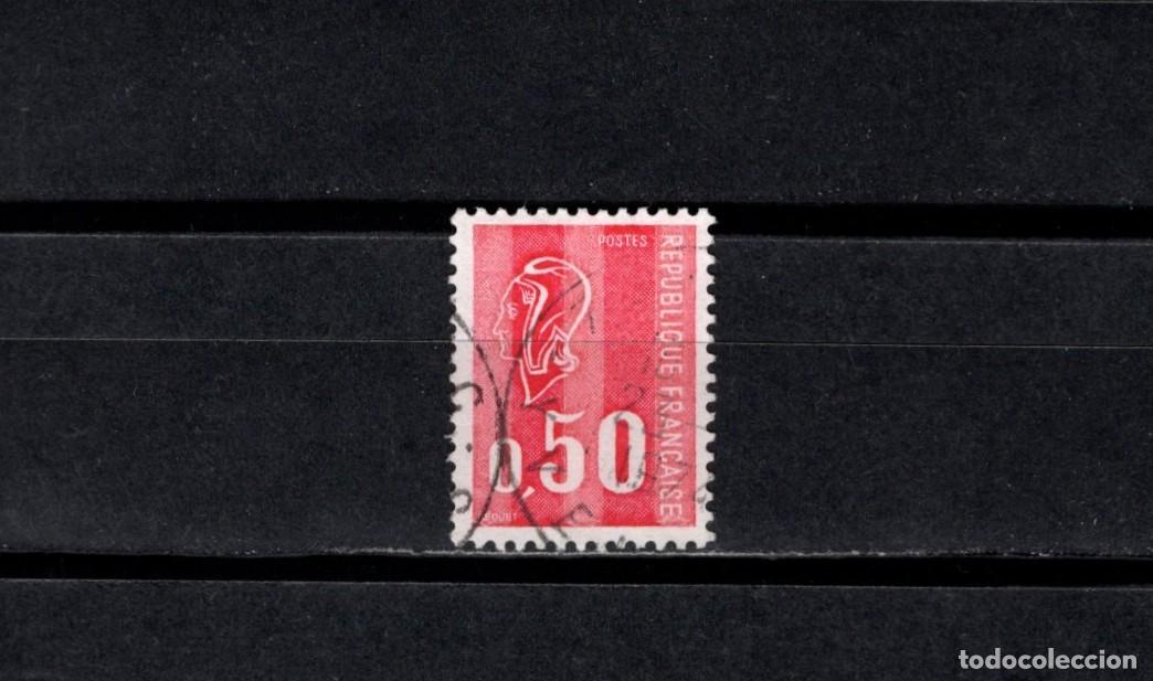 Sellos: Sello usado. Marianne de B&eacute;quet. Sello de 0.50 francos. Con bandas fosforo. 1971. Yvert 1664.