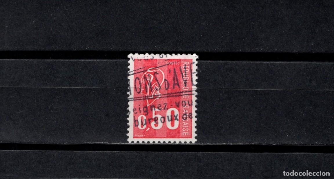 Sellos: Sello usado. Marianne de B&eacute;quet. Sello de 0.50 francos. Con bandas fosforo. 1971. Yvert 1664.