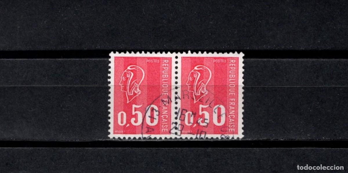Sellos: Sello usado. Marianne de B&eacute;quet. Sello de 0.50 francos. Con bandas fosforo. 1971. Yvert 1664.