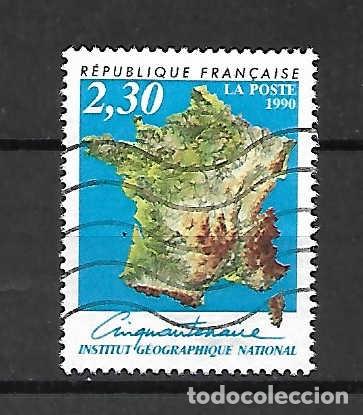 Sellos: Mapa F&Iacute;SICO de Francia, Turqu&iacute;a, sello a&ntilde;o 1990