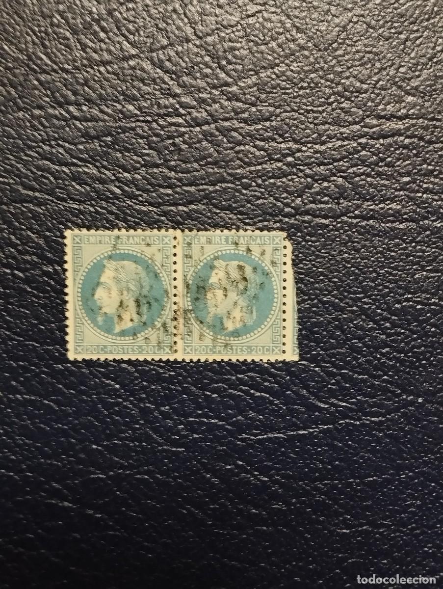 Sellos: 02.08/ Francia.1868. Y&T 29B pareja en usado