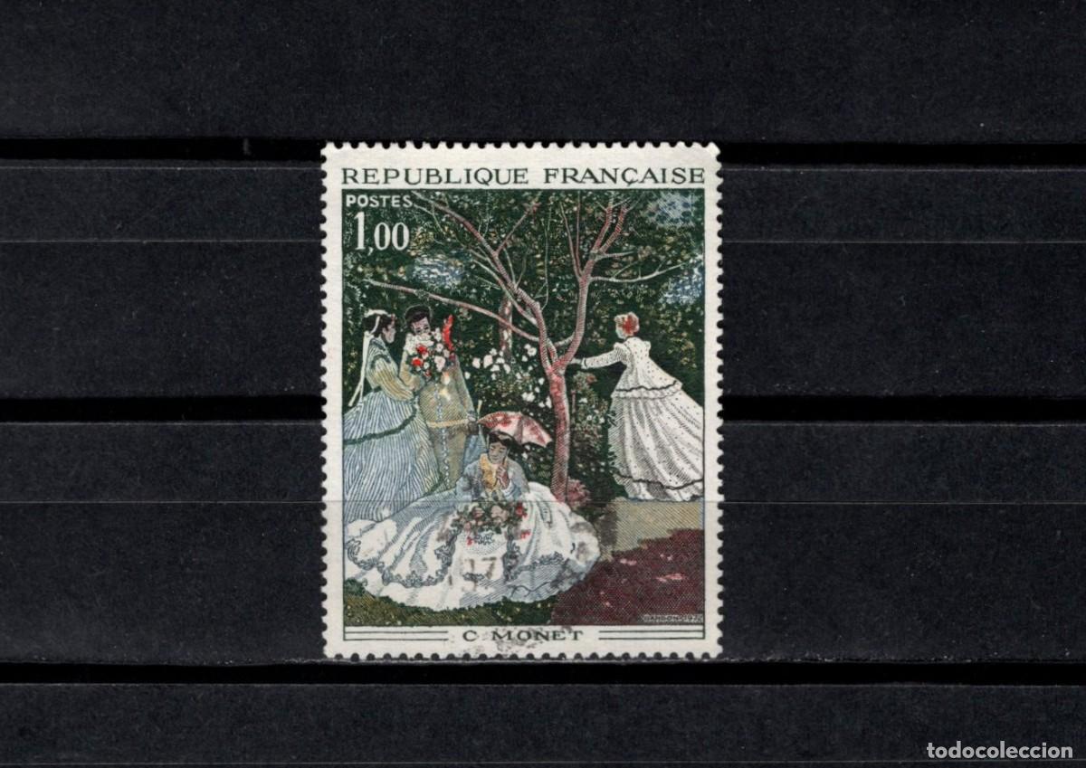 Sellos: Sello usado. Arte Frances. &rdquo;Mujeres en el jard&iacute;n&rdquo; (Claude Monet). Sello de 1 franco. 1972. Yvert 170