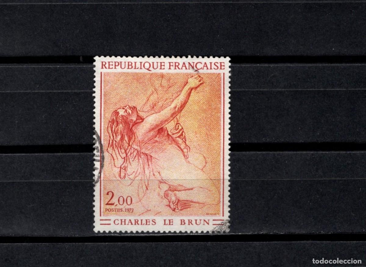 Sellos: Sello usado. Arte frances. Estudio de mujer arrodillada (Charles Le Brun). 1973. Yvert 1742.