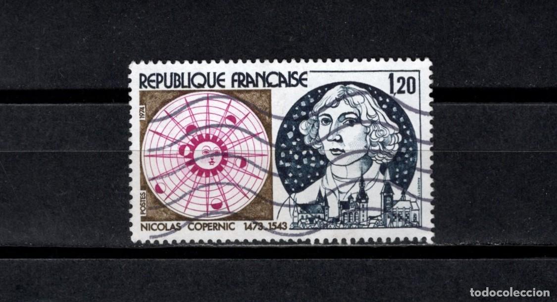 Sellos: Sello usado. 500 a&ntilde;os nacimiento de Nicolas Copernico. Sello de 1,20 francos. 1974. Yvert 1818.