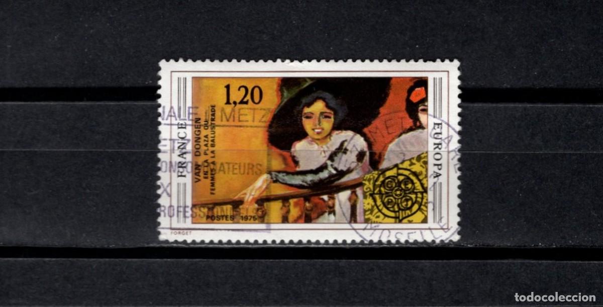 Sellos: Sello usado. &rdquo;Mujer en la barandilla&rdquo;(Kees van Dongen). Sello de 1,20 francos. 1975. Yvert 1841.
