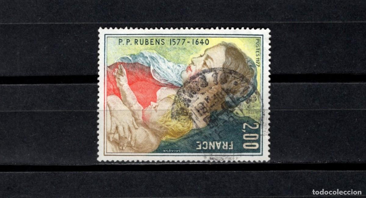 Sellos: Sello usado. &rdquo;La Virgen y el Ni&ntilde;o&rdquo;(Rubens). Sello de 2 francos. 1977. Yvert 1958.