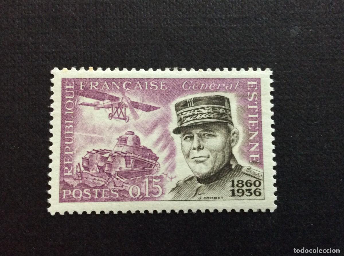 Sellos: FRANCIA N&ordm; YVERT 1270** A&Ntilde;O 1960. CENTENARIO NACIMIENTO GENERAL ESTIENNE. TANQUE RENAULTCON CHARNELA