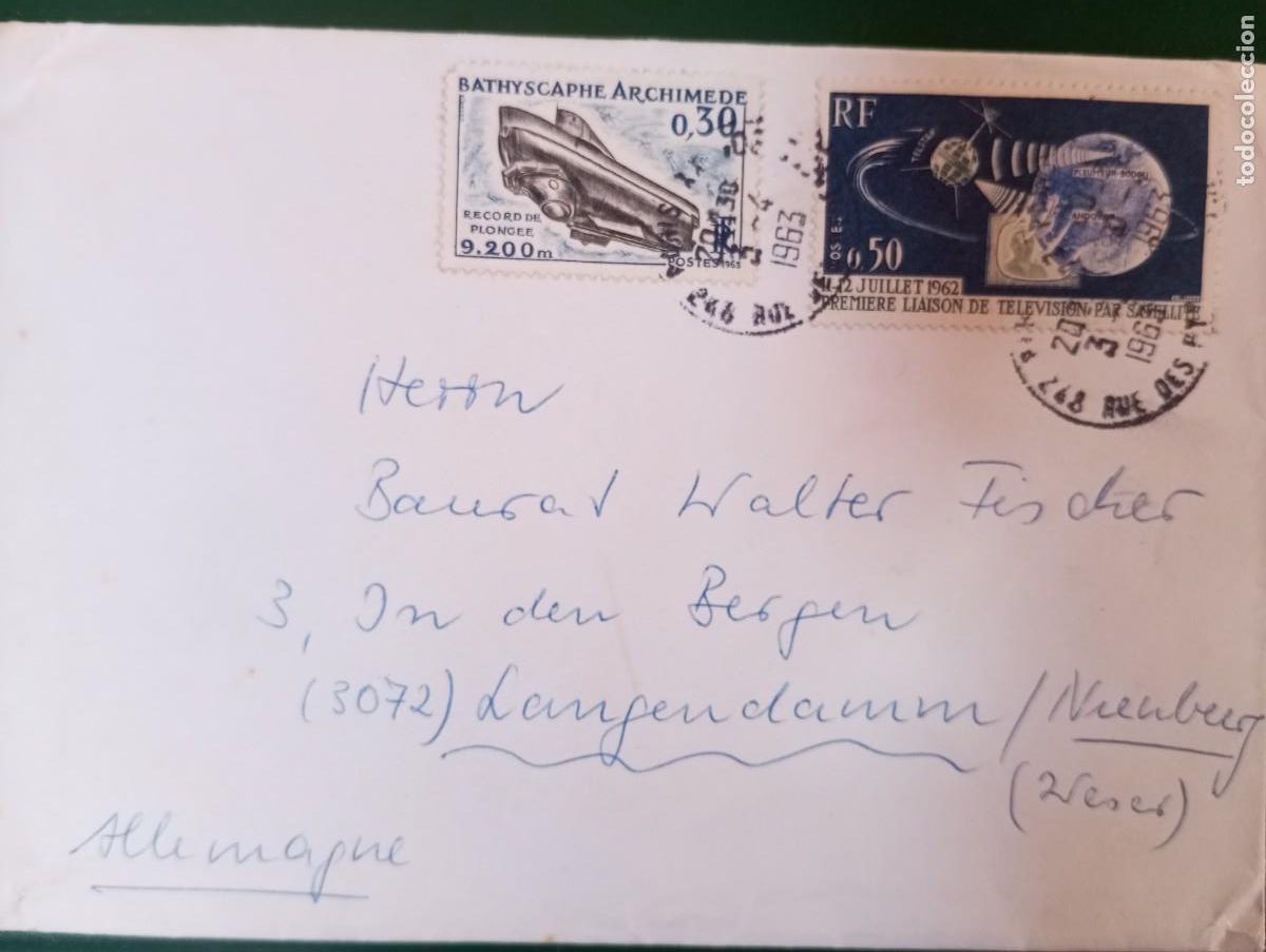 Sellos: FRANCIA, 1963, CARTA CIRCULADA A ALEMANIA