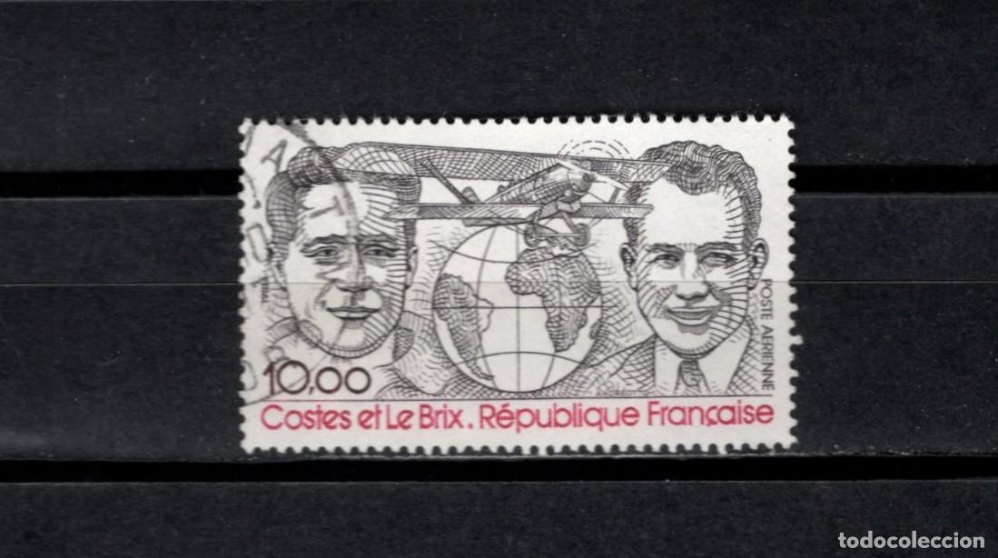 Sellos: Sello usado. Aereo. Aviadores Dieudonn&eacute; Costes y Joseph Le Brix. Sello 10 francos. 1981. Yvert A55.