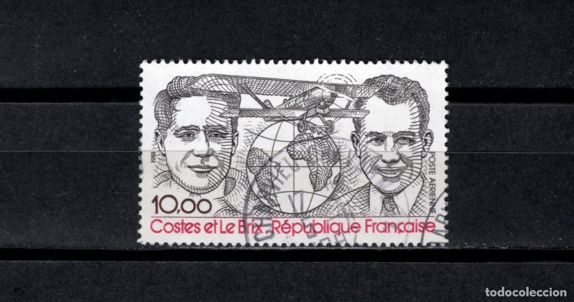 Sellos: Sello usado. Aereo. Aviadores Dieudonn&eacute; Costes y Joseph Le Brix. Sello 10 francos. 1981. Yvert A55.