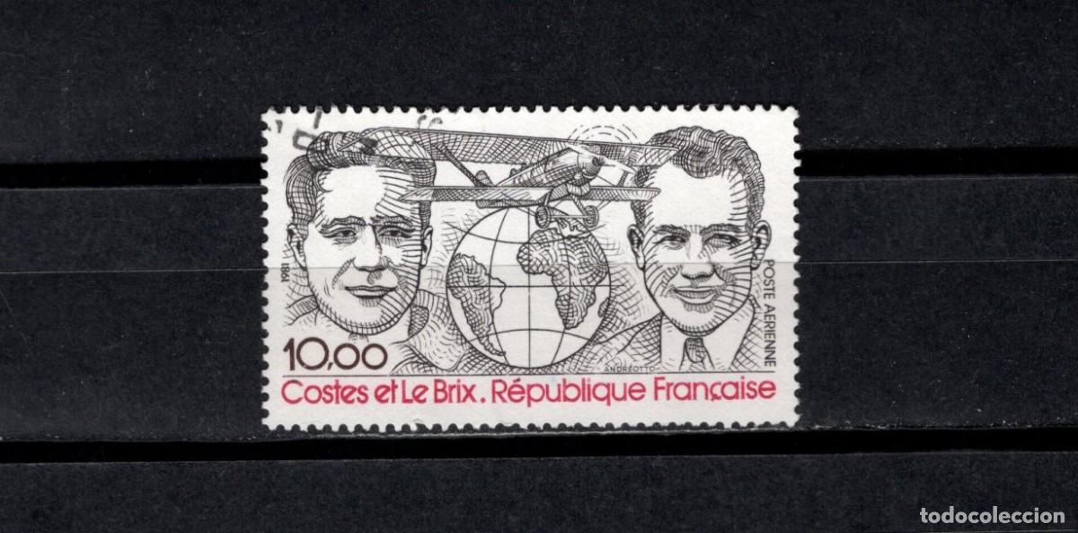 Sellos: Sello usado. Aereo. Aviadores Dieudonn&eacute; Costes y Joseph Le Brix. Sello 10 francos. 1981. Yvert A55.