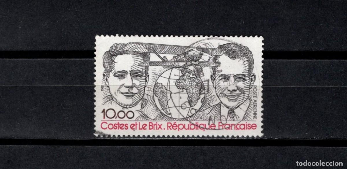 Sellos: Sello usado. Aereo. Aviadores Dieudonn&eacute; Costes y Joseph Le Brix. Sello 10 francos. 1981. Yvert A55.