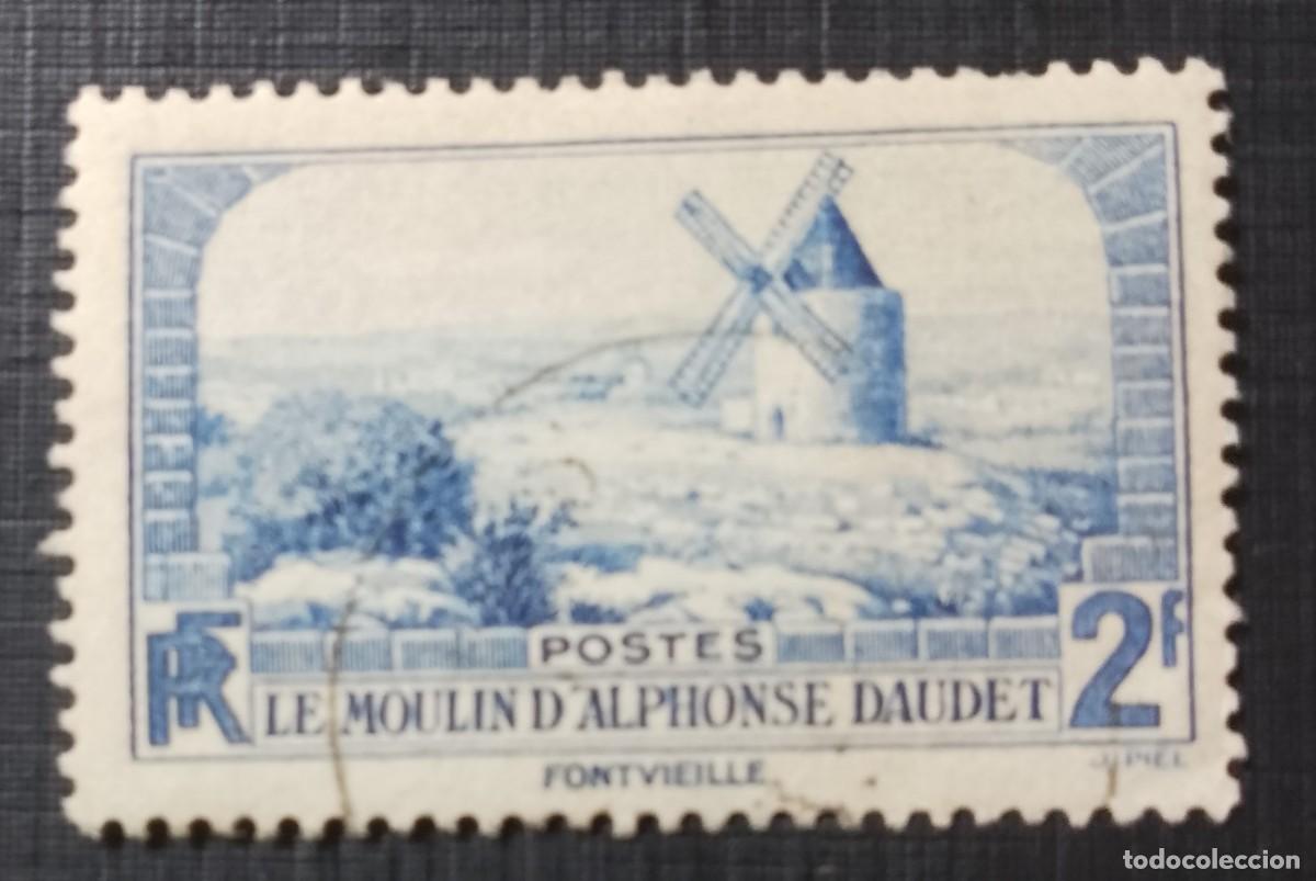 Sellos: FRANCIA - V/F 2 F - EL MOLINO DE ALFONSO DAUDET, A&Ntilde;O 1936