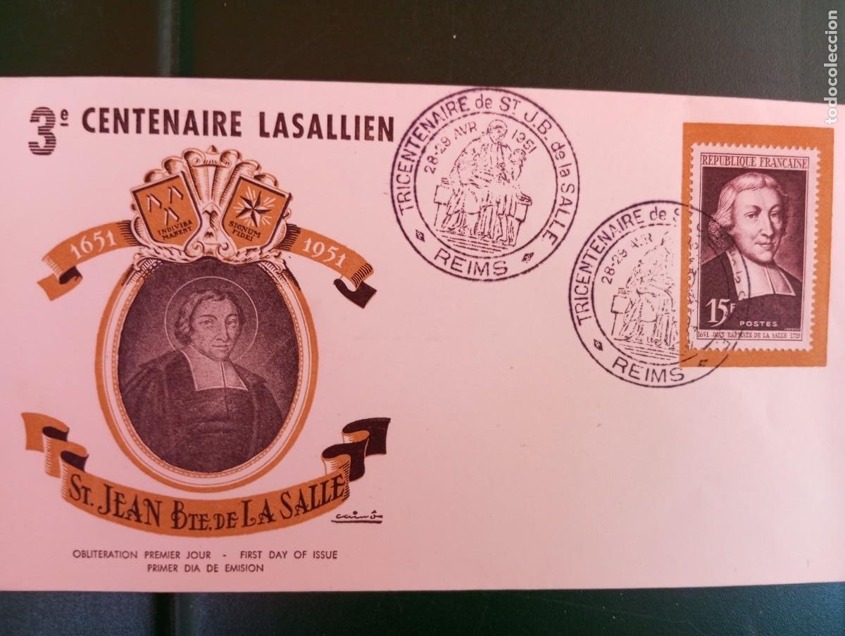 Sellos: FRANCIA, 1951, TRICENTENARIO DE LA SALLE. SPD