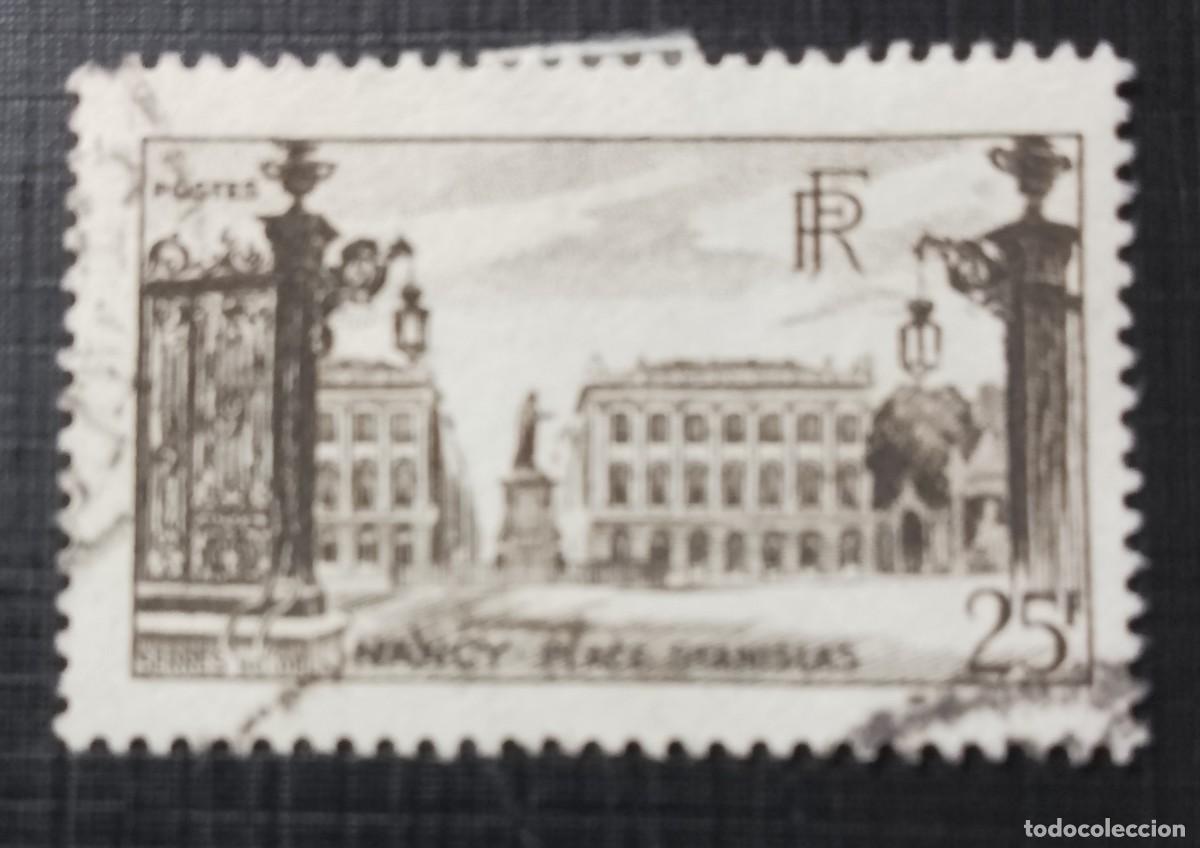 Sellos: FRANCIA - V/F 25 F - A&Ntilde;O 1948 - NANCY - PLAZA STANISLAS