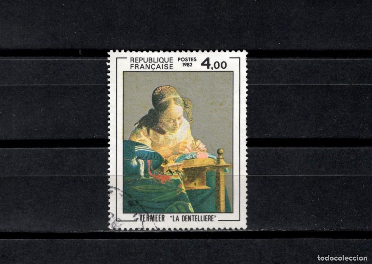 Sellos: Sello usado. 350 Aniv&ordm; Nacimiento Jan Vermeer. Sello de 4 francos. 1982. Yvert 2231.