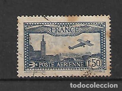 Sellos: Avi&oacute;n sobrevolando Marsella, Francia , sello a&ntilde;o 1930