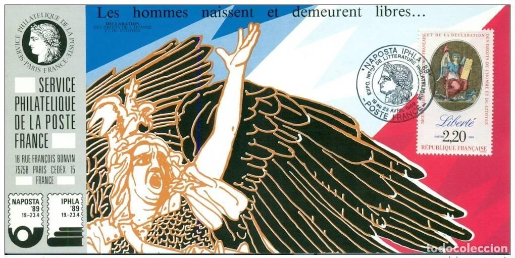 Sellos: 055 Mapa oficial Exposici&oacute;n 1989 Declaraci&oacute;n de Derechos Humanos Francia