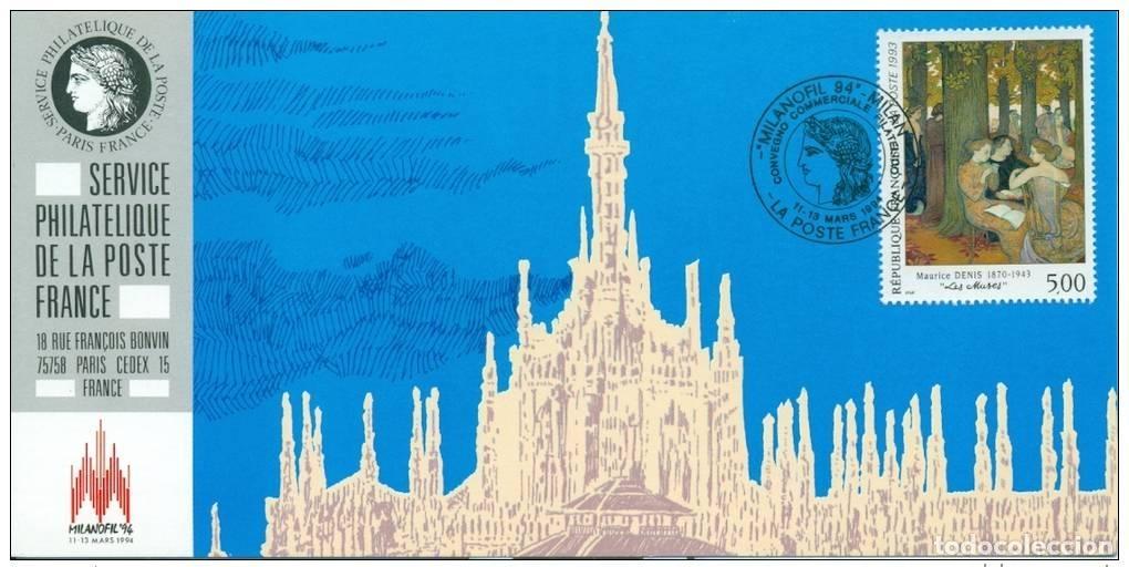Sellos: 115 Mapa oficial de la Exposici&oacute;n Milanofil 1994 FDC Tabla M. Denis 'Las musas'