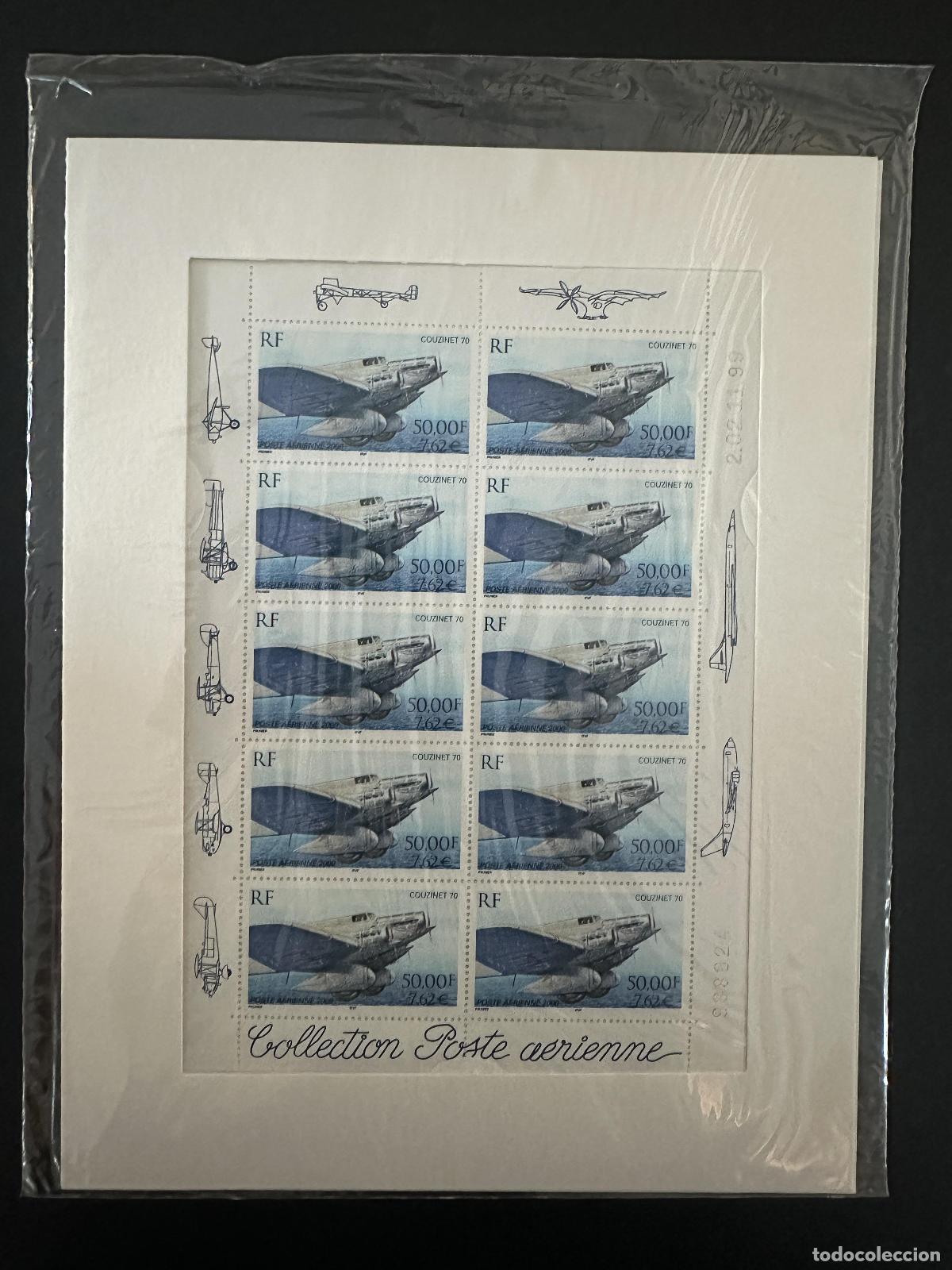 Sellos: Francia 2000 YT F64a hoja Couzinet 70 correo a&eacute;reo aviaci&oacute;n