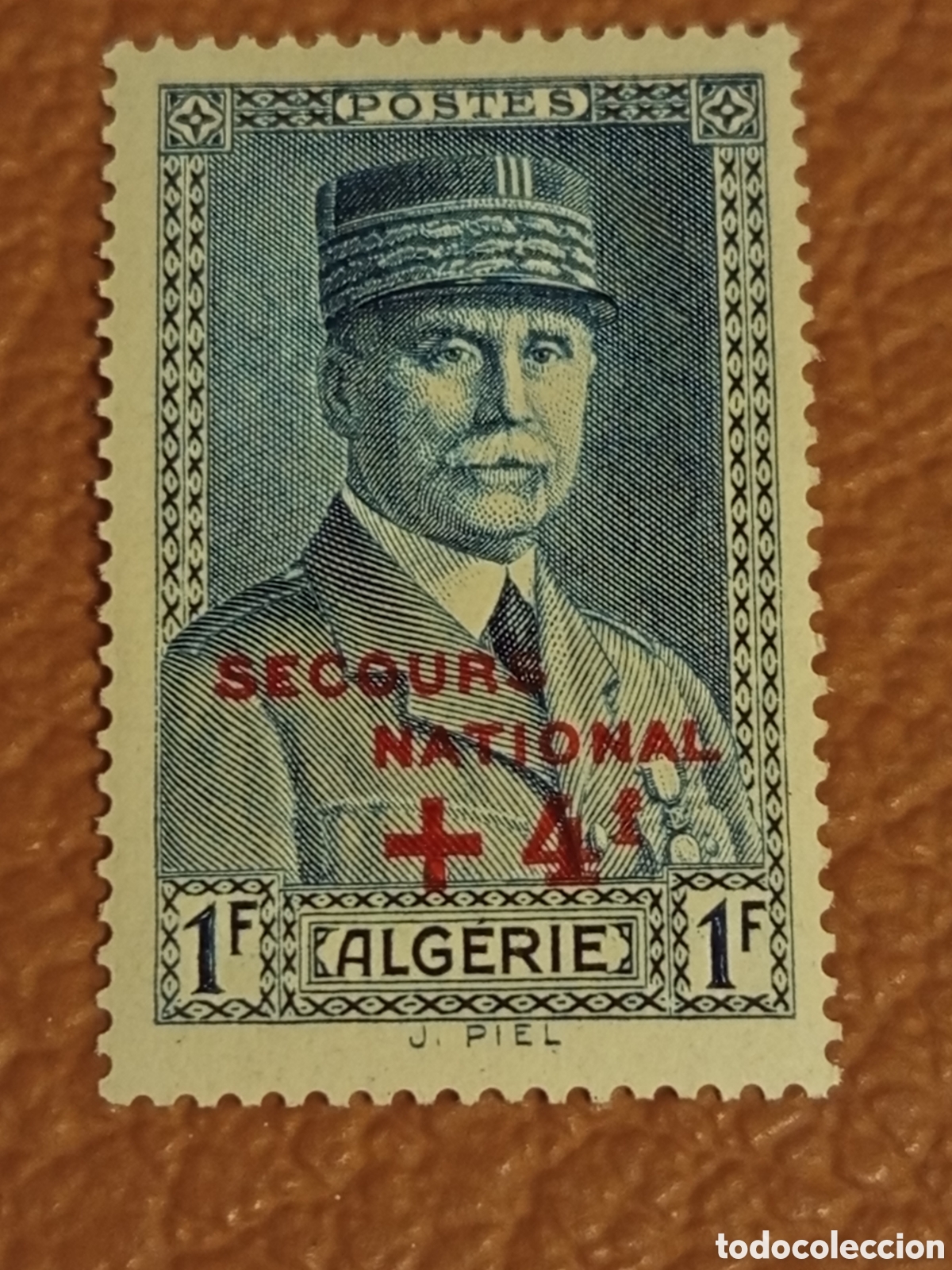 Sellos: Sello Argelia 1F+4F Mariscal P&eacute;tain 1941 (Scott B27 / Secours) mh