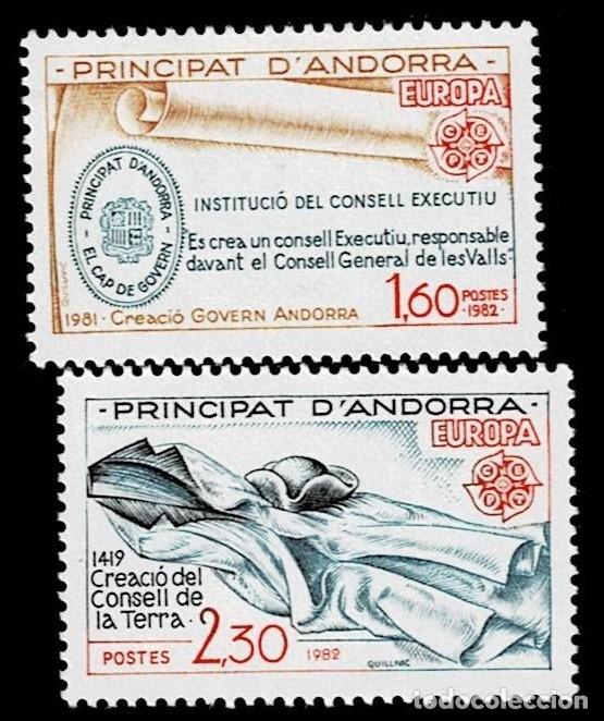 Sellos: Andorra Francesa EUROPA 1982 Edifil n&ordm; 321-322 Sin fijasellos VER