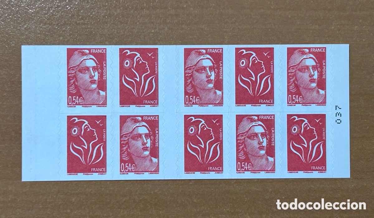 Sellos: Carnet 10 Timbres Autocollants France 2006 - 60&ordm; Anniversaire Marianne de Gandon (Yvert 1514) Neuf