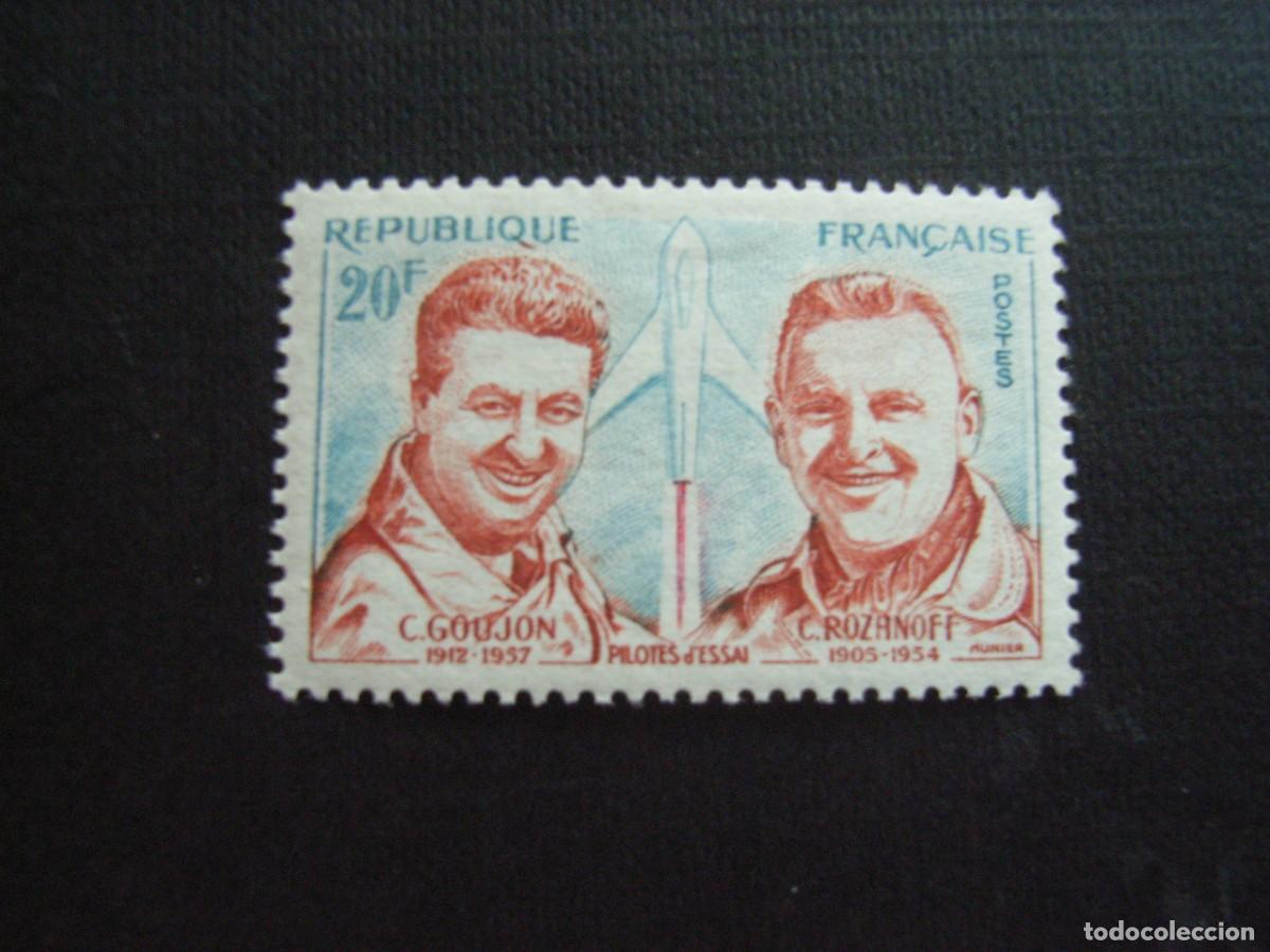 Sellos: FRANCIA N&ordm; YVERT 1213** A&Ntilde;O 1959. HOMENAJE A LOS PILOTOS DE PRUEBAS. CON CHARNELA