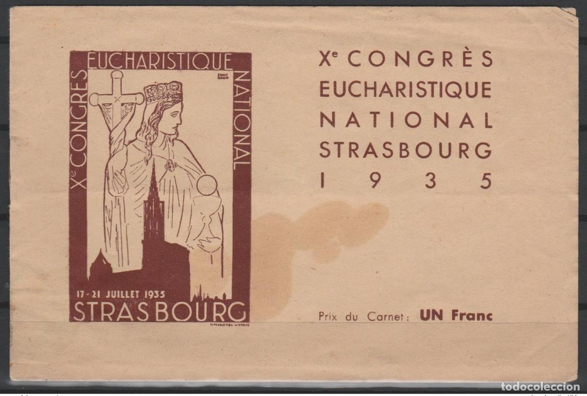 Sellos: Francia 1935 Estrasburgo X Congreso Eucar&iacute;stico Nacional Catedralicio Folleto 8v