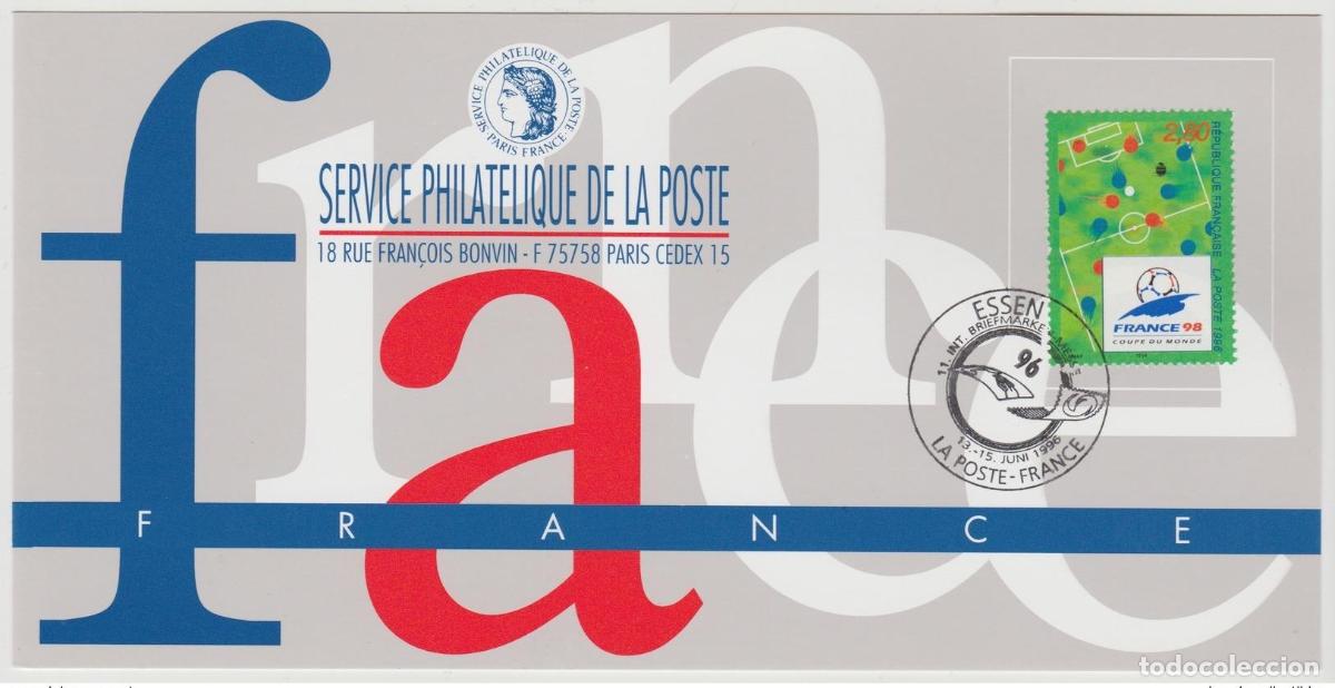 Sellos: 143 Exposici&oacute;n oficial de cartas Essen 1996 Francia FDC Copa Mundial la FIFA 1998