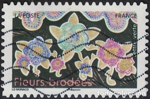 Stamps: Francia 2025 Oblit&eacute;r&eacute; Used Sixi&egrave;mes Fleurs Brod&eacute;es Y&T FR 2581