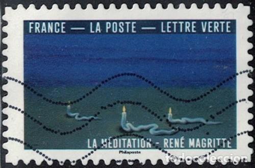 Sellos: Francia 2026 Oblit&eacute;r&eacute; Used Le Bleu dans l'Art La m&eacute;ditation Ren&eacute; Magritte Y&T FR2659