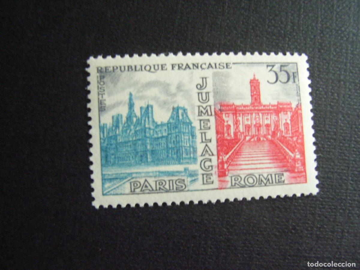 Sellos: FRANCIA N&ordm; YVERT 1176** A&Ntilde;O 1958. UNION PARIS-ROMA SELLO CON CHARNELA