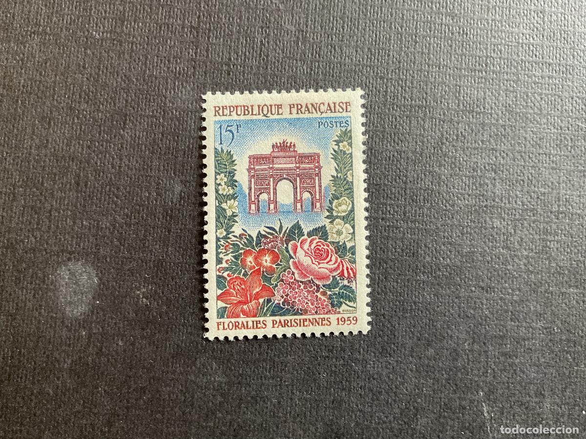 Sellos: FRANCIA N&ordm; YVERT 1189** A&Ntilde;O 1959. CONCURSO FLORAL EN PARIS. CON CHARNELA