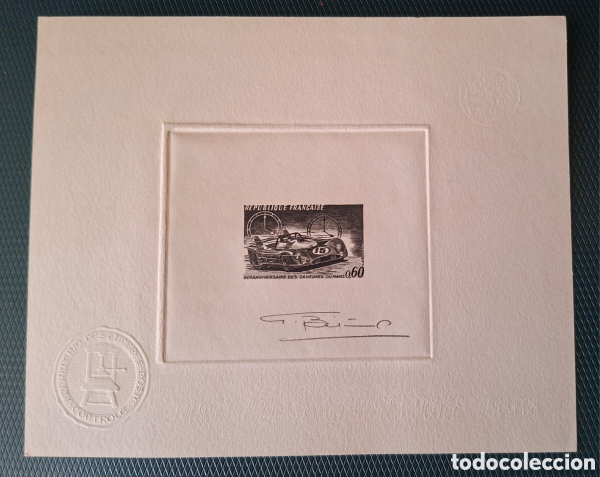 Sellos: Francia sellos Prueba de artista en negro 1973 MNH