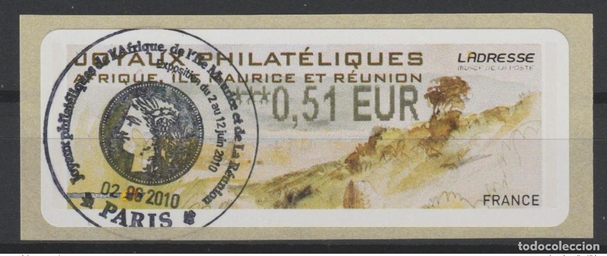 Sellos: Adhesivo de cajero autom&aacute;tico Francia 2010 LISA Philatelic Jewels 051&euro; usado el primer d&iacute;a